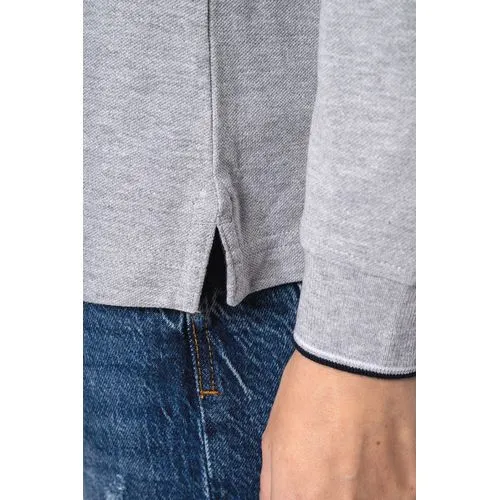 Polo maille piquée manches longues femme