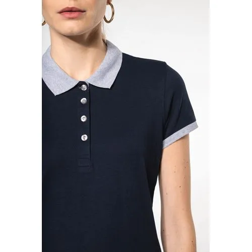 Polo piqué bicolore femme