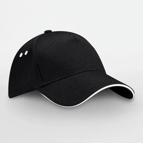 Casquette homme Ultimate à 5 panneaux sandwich contrasté Beechfield blanc 300 g/m² coton taille unique 2 Casquette homme Ultimate à 5 panneaux sandwich contrasté