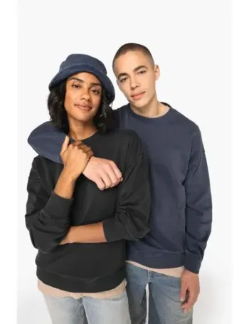 Sweat-shirt écoresponsable à col rond délavé oversize unisexe