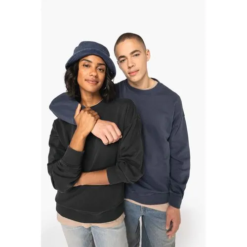Sweat-shirt écoresponsable à col rond délavé oversize unisexe