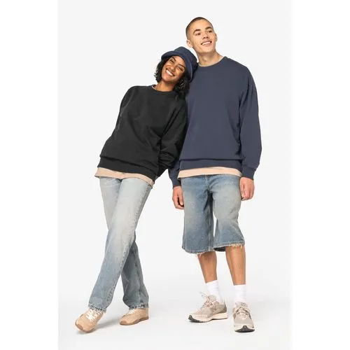 Sweat-shirt écoresponsable à col rond délavé oversize unisexe