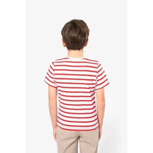 T-shirt rayé marin avec poche manches courtes enfant