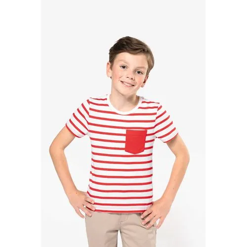 T-shirt rayé marin avec poche manches courtes enfant