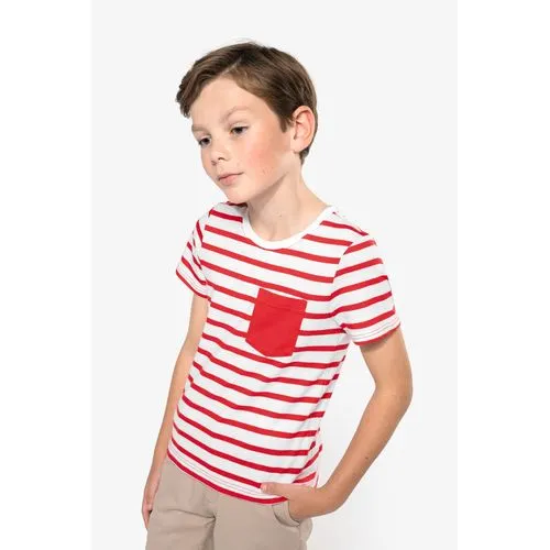 T-shirt rayé marin avec poche manches courtes enfant