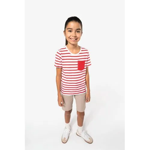T-shirt rayé marin avec poche manches courtes enfant