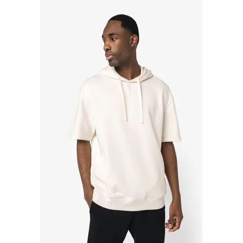 Sweat-shirt écoresponsable à capuche à épaules tombantes manches courtes French Terry unisexe