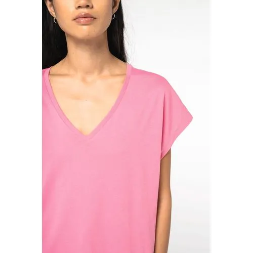 T-shirt écoresponsable loose à col V femme