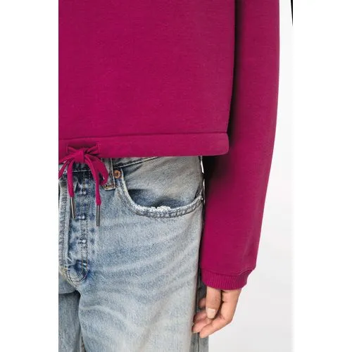 Sweat-shirt écoresponsable à col rond oversize crop femme
