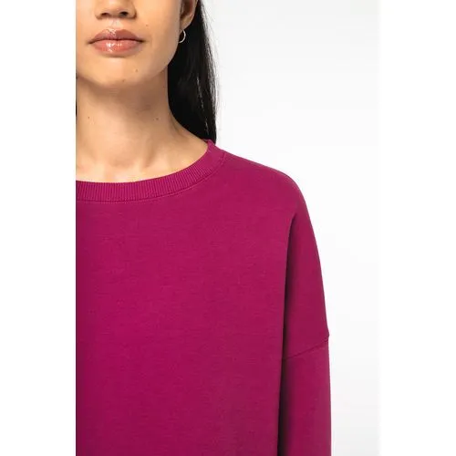 Sweat-shirt écoresponsable à col rond oversize crop femme