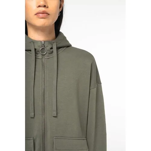 Sweat-shirt écoresponsable zippé à capuche French Terry femme