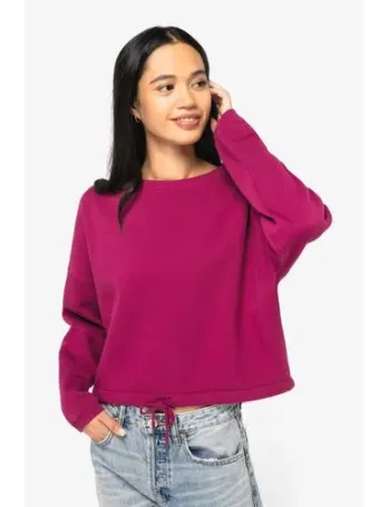 Sweat-shirt écoresponsable à col rond oversize crop femme