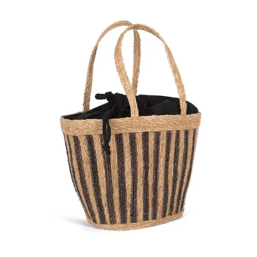 Sac panier rayé en jonc de mer