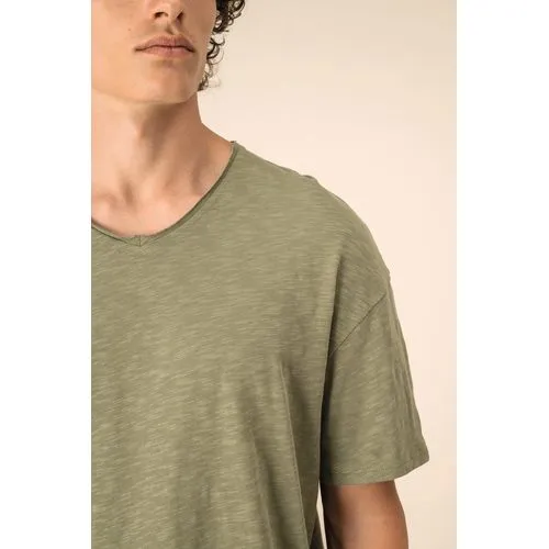 T-shirt écoresponsable col slub à épaules tombantes homme