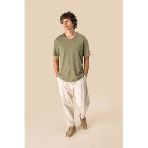 T-shirt écoresponsable col slub à épaules tombantes homme