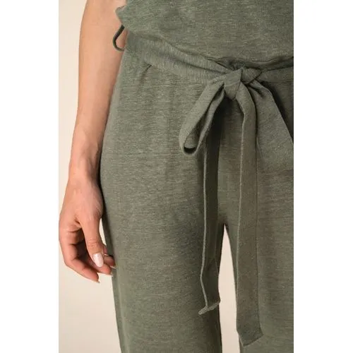 Combinaison en maille manches courtes en lin femme