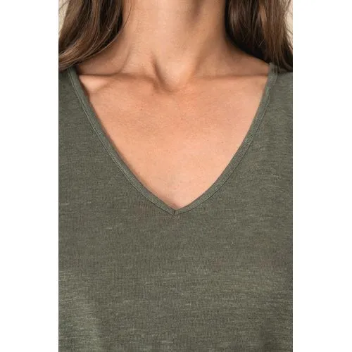 Combinaison en maille manches courtes en lin femme