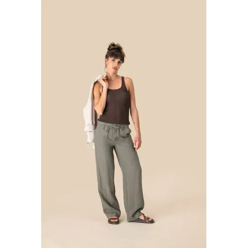 Pantalon délavé en lin femme