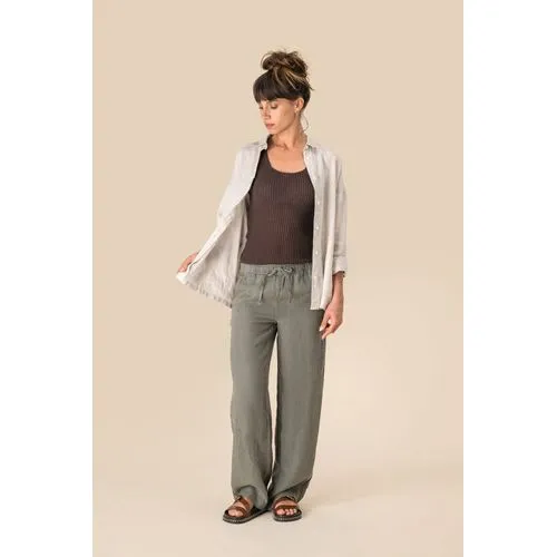 Pantalon délavé en lin femme