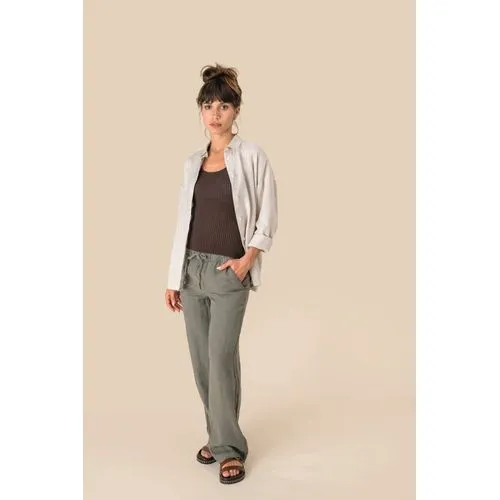 Pantalon délavé en lin femme