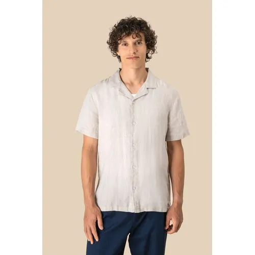 Chemise à col bowling en lin homme
