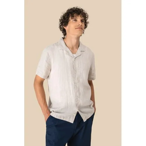 Chemise à col bowling en lin homme