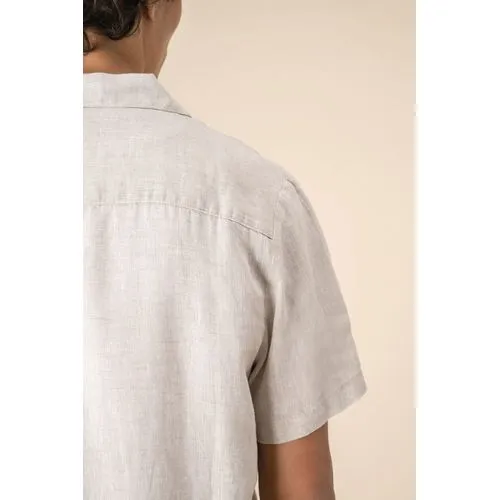 Chemise à col bowling en lin homme