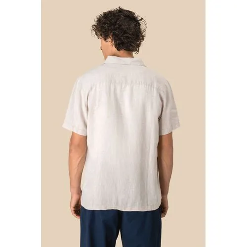 Chemise à col bowling en lin homme