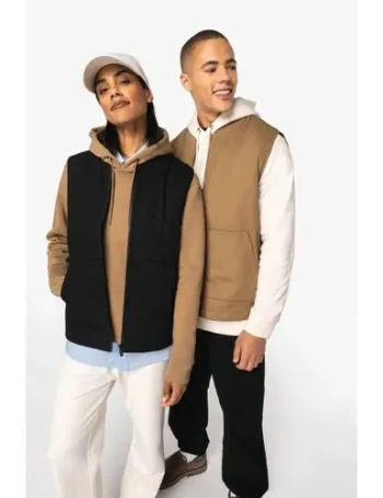 Bodywarmer rembourré en sergé écoresponsable à col teddy unisexe 1 Bodywarmer rembourré en sergé écoresponsable à col teddy unisexe