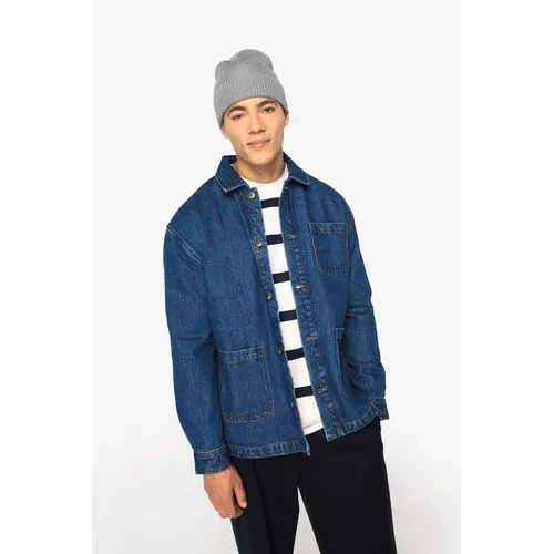 Veste en jean écoresponsable à épaules tombantes unisexe