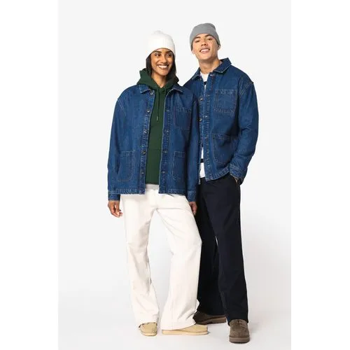 Veste en jean écoresponsable à épaules tombantes unisexe