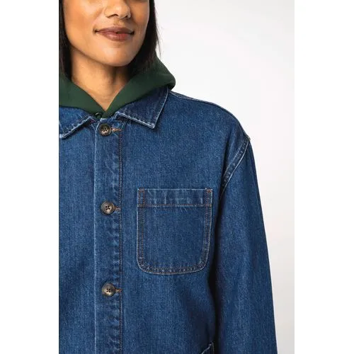 Veste en jean écoresponsable à épaules tombantes unisexe