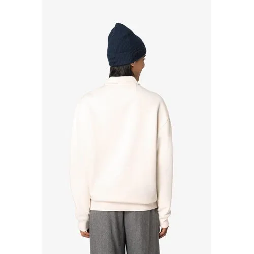 Sweat-shirt écoresponsable quart zip col polo à épaules tombantes unisexe