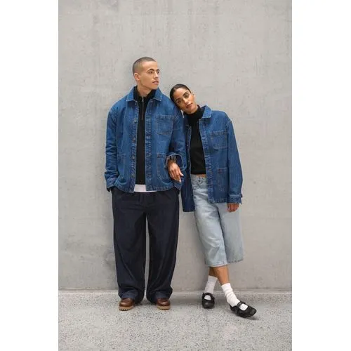 Veste en jean écoresponsable à épaules tombantes unisexe