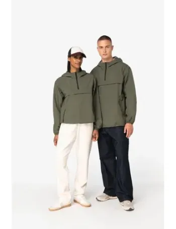 Veste coupe-vent imperméable écoresponsable quart zip unisexe