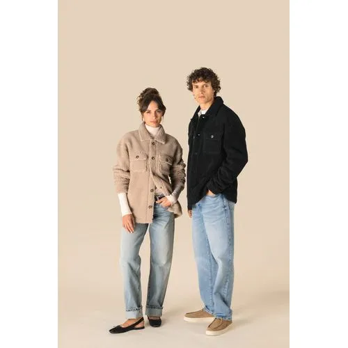 Surchemise à épaules tombantes en sherpa unisexe