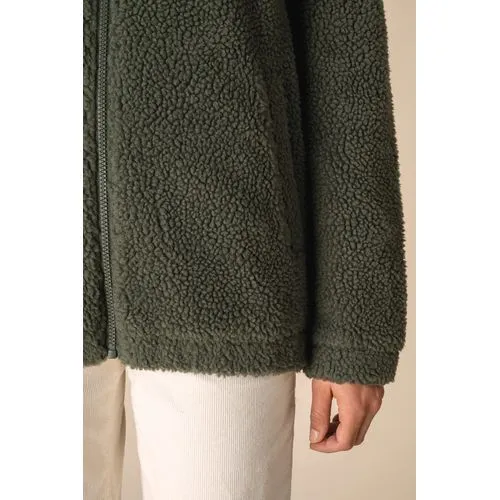 Sweat-shirt zippé à épaules tombantes en sherpa unisexe