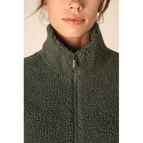 Sweat-shirt zippé à épaules tombantes en sherpa unisexe