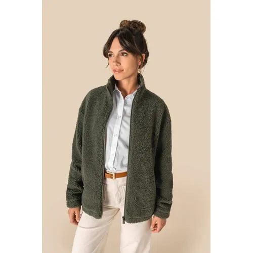 Sweat-shirt zippé à épaules tombantes en sherpa unisexe