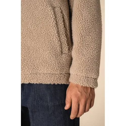 Sweat-shirt 1/4 zip à épaules tombantes en sherpa unisexe