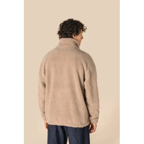 Sweat-shirt 1/4 zip à épaules tombantes en sherpa unisexe