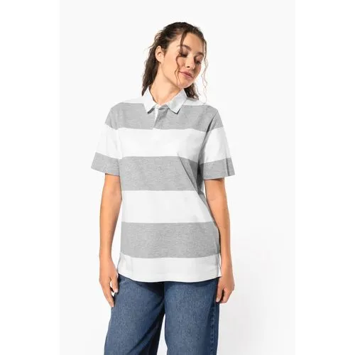 Polo rugby rayé manches courtes unisexe