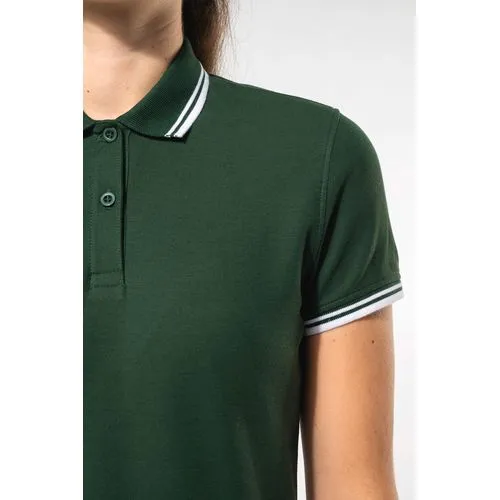 Polo femme manches courtes à liserés contrastés