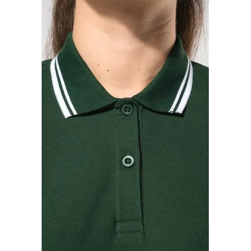 Polo femme manches courtes à liserés contrastés