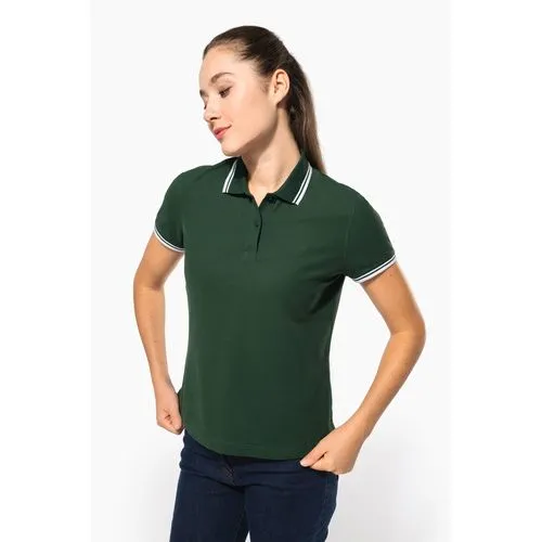 Polo femme manches courtes à liserés contrastés