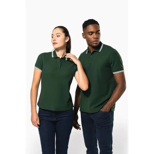 Polo femme manches courtes à liserés contrastés