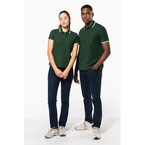 Polo femme manches courtes à liserés contrastés