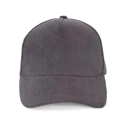 Casquette 5 panneaux en velours gris ombre 1 Casquette 5 panneaux en velours