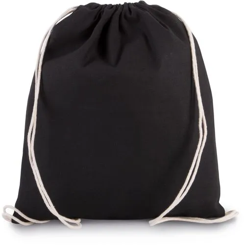 Petit sac à dos en coton bio avec cordelettes noir 1 Petit sac à dos en coton bio avec cordelettes