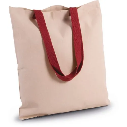 Sac shopping plat en toile avec poignées contrastées 2 Sac shopping plat en toile avec poignées contrastées